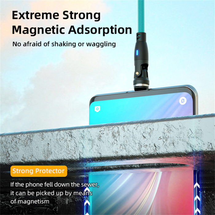 Cablu USB-C Magnetic 60W PD Fast Charging, Rotire 540° [8]