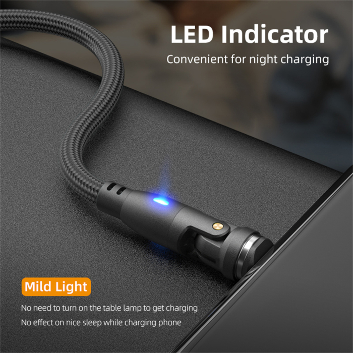 Cablu USB-C Magnetic 60W PD Fast Charging, Rotire 540° [9]