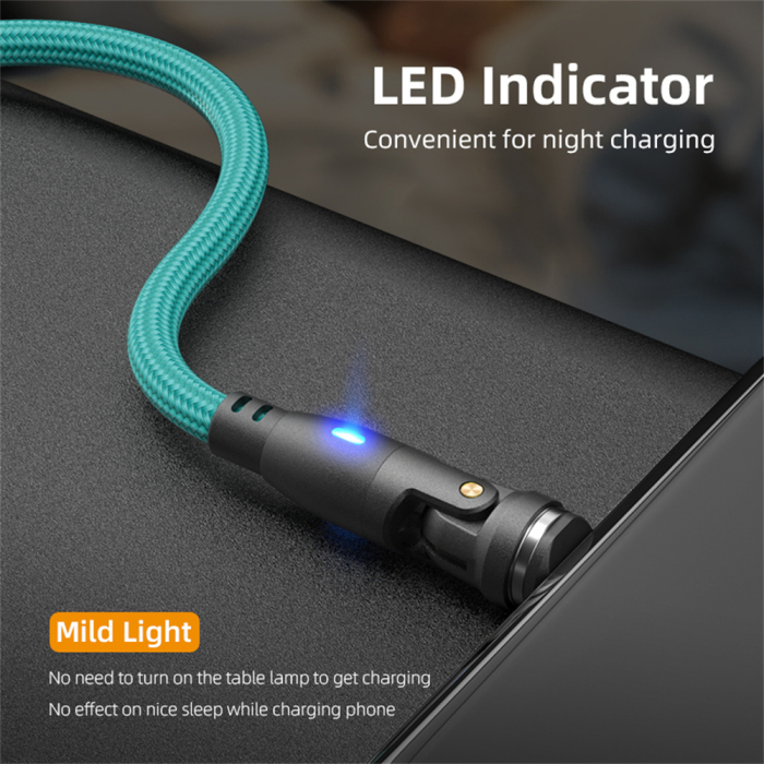 Cablu USB-C Magnetic 60W PD Fast Charging, Rotire 540° [10]
