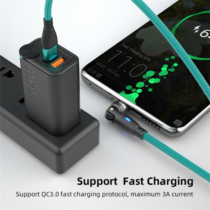 Cablu USB-C Magnetic 60W PD Fast Charging, Rotire 540° [5]