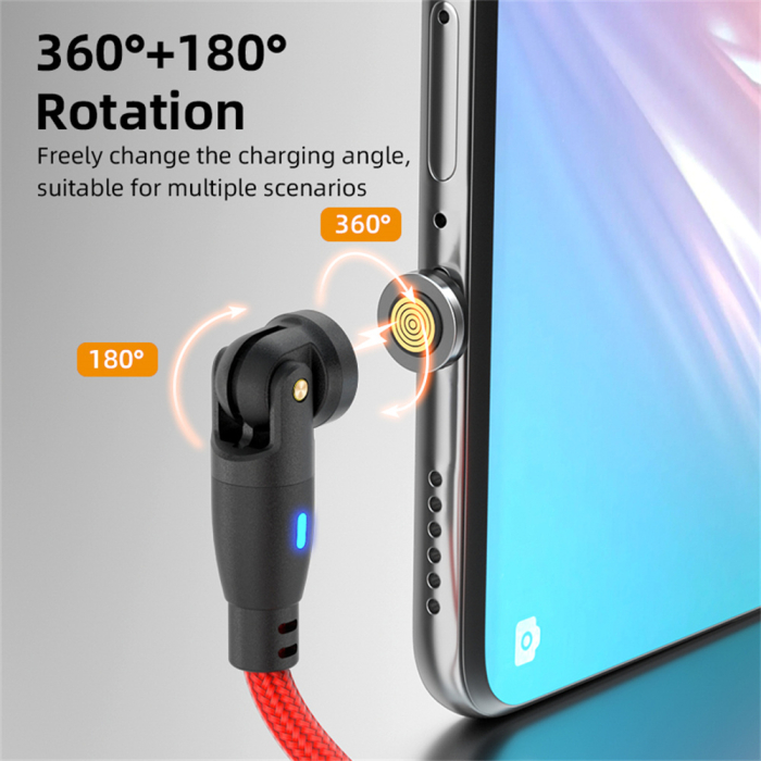 Cablu USB-C Magnetic 60W PD Fast Charging, Rotire 540° [7]