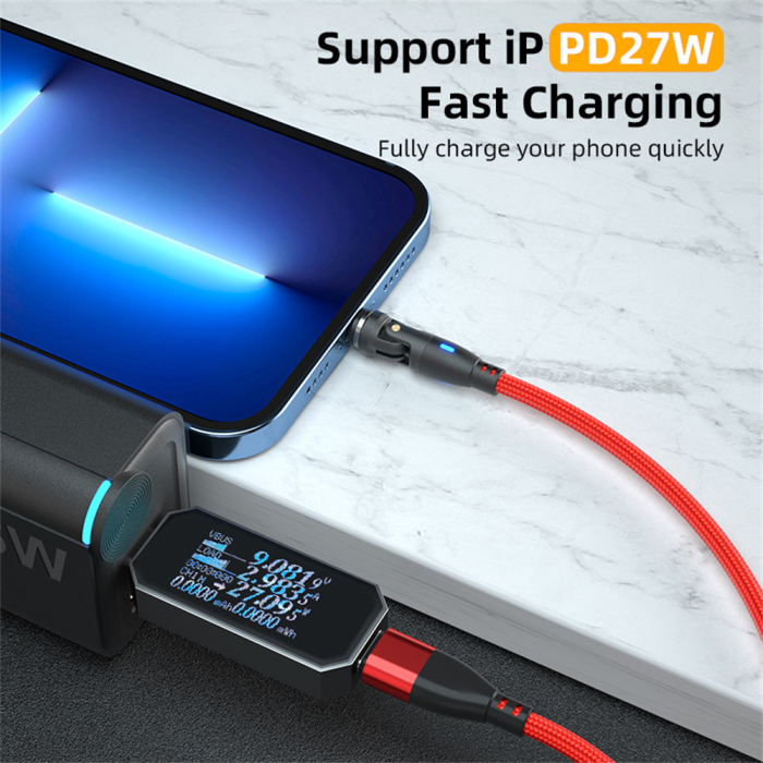 Cablu USB-C Magnetic 60W PD Fast Charging, Rotire 540° [4]