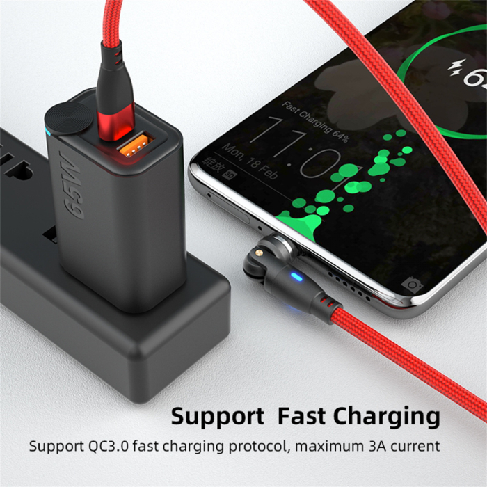 Cablu USB-C Magnetic 60W PD Fast Charging, Rotire 540° [5]