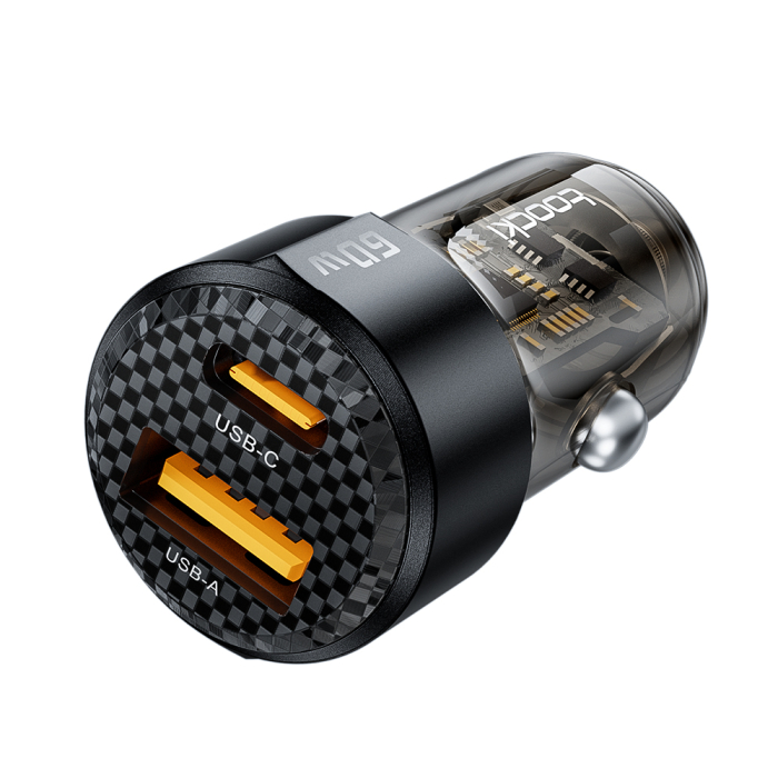Încărcător Auto 60W Fast Charging, USB-C + USB [3]