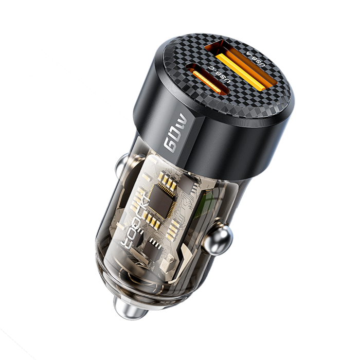 Încărcător Auto 60W Fast Charging, USB-C + USB [4]