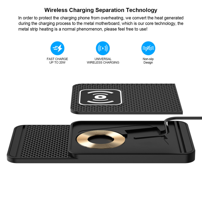 Incarcator Wireless Auto 15W, Pad Antiderapant Silicon, Fast Charging [2]