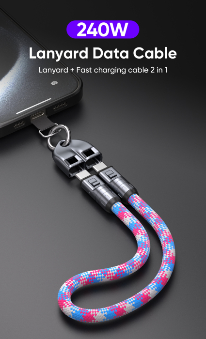 Lanyard pentru Telefon, Cablu USB-C 240W PD Fast Charging [2]