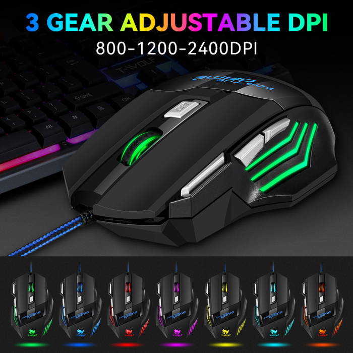 Mouse Gaming, USB cu Fir, 7 Butoane, DPI 800-1200-2400 [16]