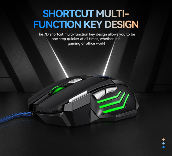 Mouse Gaming, USB cu Fir, 7 Butoane, DPI 800-1200-2400 [12]