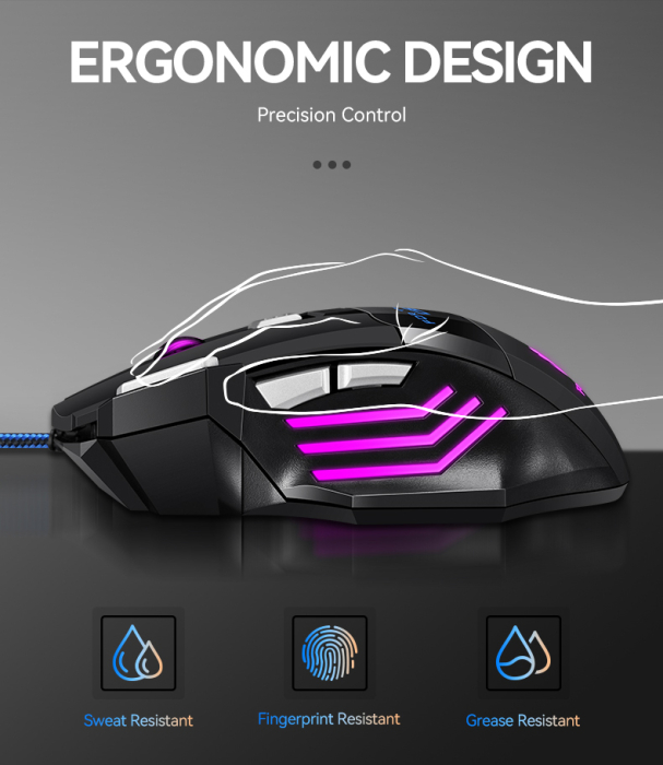Mouse Gaming, USB cu Fir, 7 Butoane, DPI 800-1200-2400 [7]