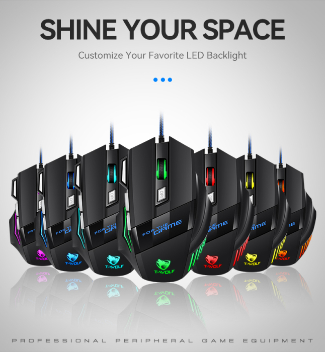 Mouse Gaming, USB cu Fir, 7 Butoane, DPI 800-1200-2400 [6]