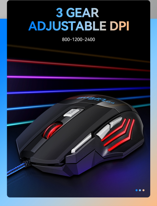 Mouse Gaming, USB cu Fir, 7 Butoane, DPI 800-1200-2400 [11]