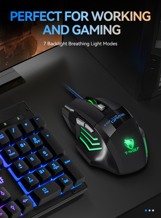 Mouse Gaming, USB cu Fir, 7 Butoane, DPI 800-1200-2400 [8]