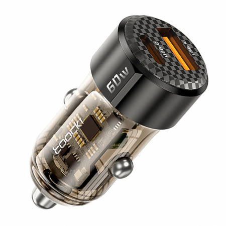 Produse - Încărcător Auto 60W Fast Charging, USB-C + USB