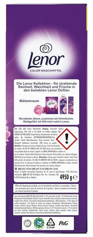 Detergent pudra pentru rufe, Lenor Color Amethyst Blütentraum, 90 de spalari, 4950g [2]