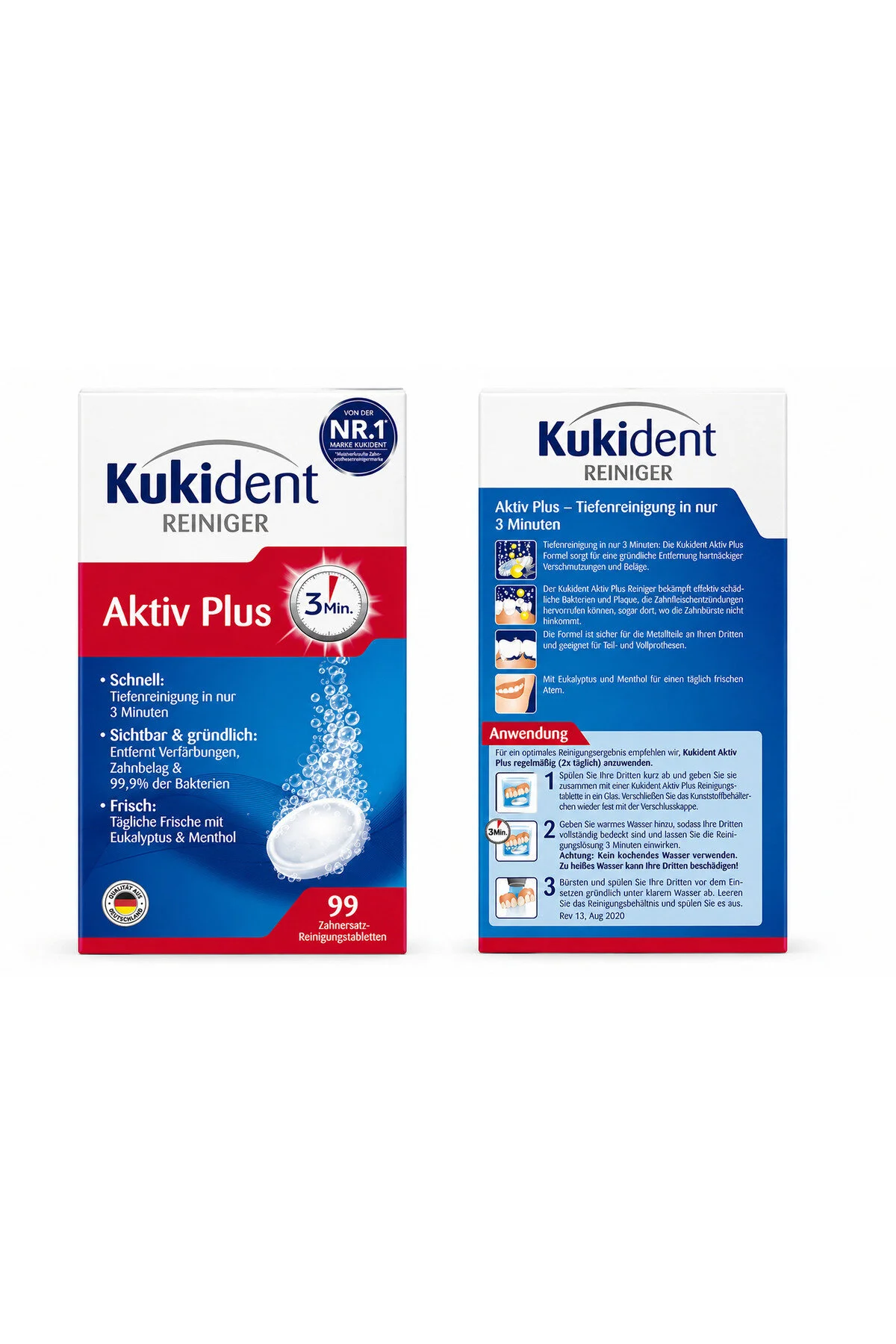 Igiena dentară - Kukident AktivPlus, tablete efervescente pentru curatarea si igienizarea protezei dentare, 99 buc