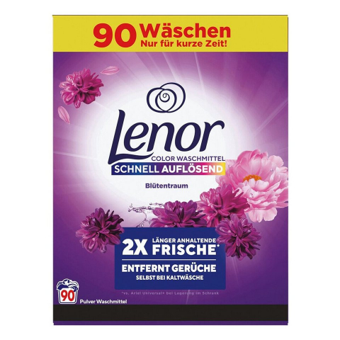 Rufe - Detergent pudra pentru rufe, Lenor Color Amethyst Blütentraum, 90 de spalari, 4950g