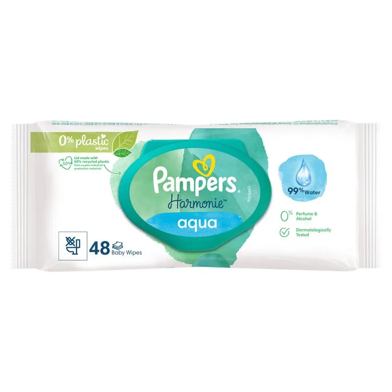 Articole copii - Servetele umede Pampers Harmonie Aqua 48buc