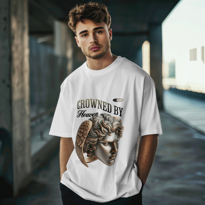 Tricou bărbătesc oversized 100% bumbac - Crowned by Heaven [3]