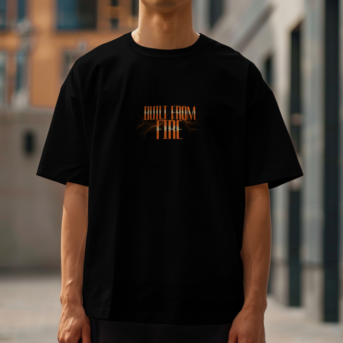 Tricou bărbați oversize 100% bumbac - UNTUCHABLE / BUILT FROM FIRE [3]