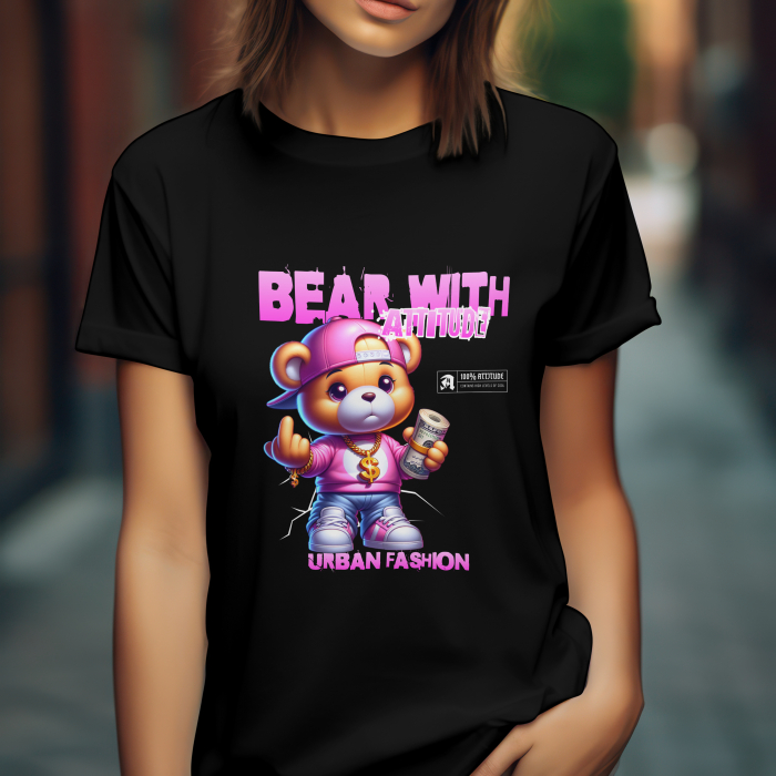 Tricou dama regular fit – Bear With Attitude – Urban fashion din bumbac 100% [2]