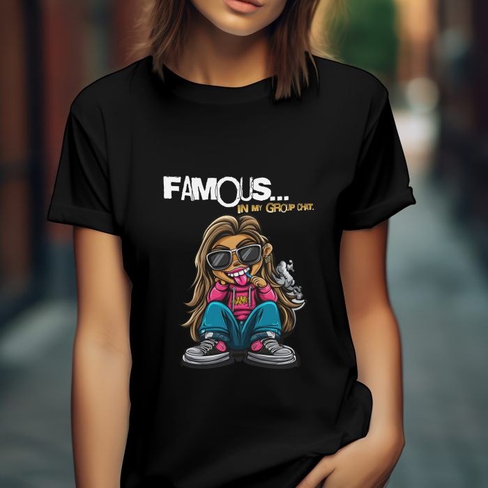 Tricou Urban „Famous in My Group Chat” – Haine Streetwear cu mesaj sarcastic [2]