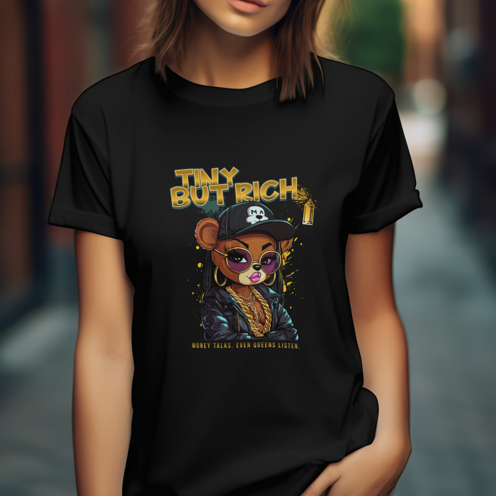 Tricou damă urban „Tiny but Rich” – Stil streetwear curajos [2]