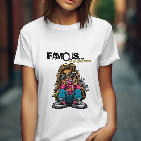 Urban Funny - Tricou Urban „Famous in My Group Chat” – Haine Streetwear cu mesaj sarcastic