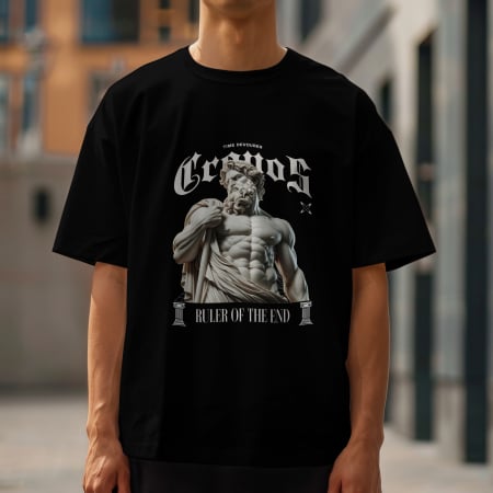 Inspirational & Art - Tricou bărbătesc oversize Cronos – zeul timpului,  bumbac 100%