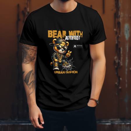 Tricou bărbați 100% bumbac „BEAR WITH ATTITUDE” [1]