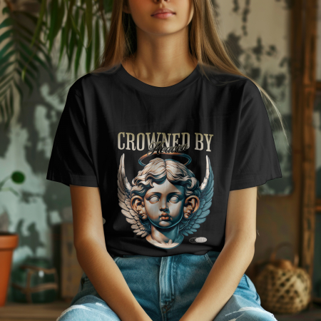 Inspirational & Art - Tricou damă oversize „CROWNED BY HEAVEN”