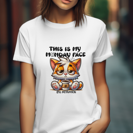 Tricou damă regular fit 100% bumbac – Monday Face | 0% Motivation [1]