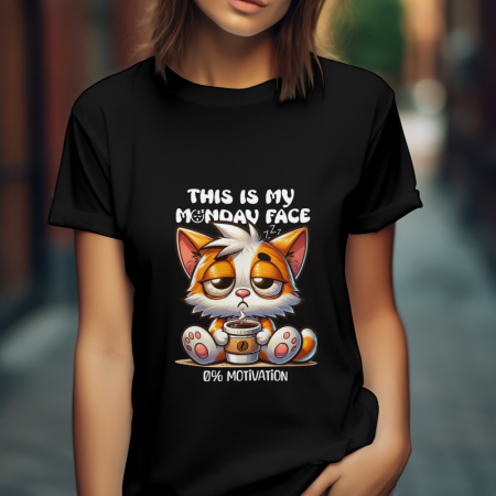 Urban Funny - Tricou damă regular fit 100% bumbac – Monday Face | 0% Motivation