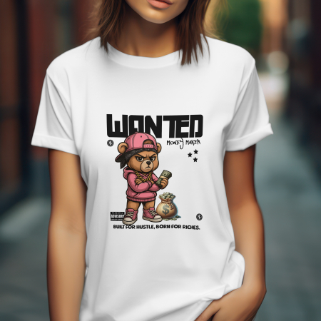 Boss & Hustle Mood - Tricou damă regular fit  „Wanted – Money Maker” , 100% bumbac