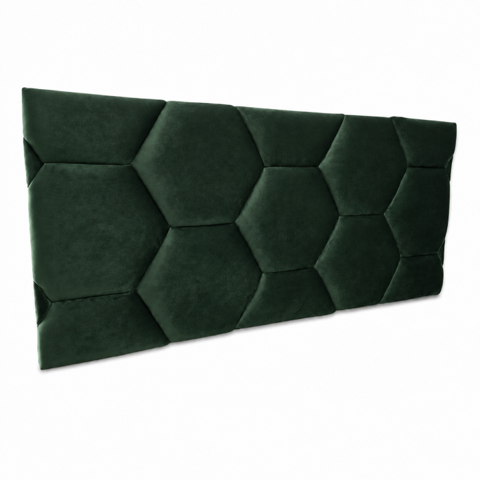 Tăblie de Pat Tapițată Fagure, Verde, 144x59x6 cm [3]