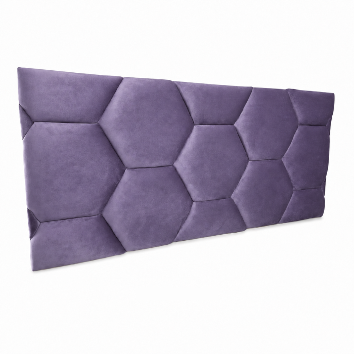 Tăblie de Pat Tapițată Fagure, Violet, 124x59x6 cm [3]