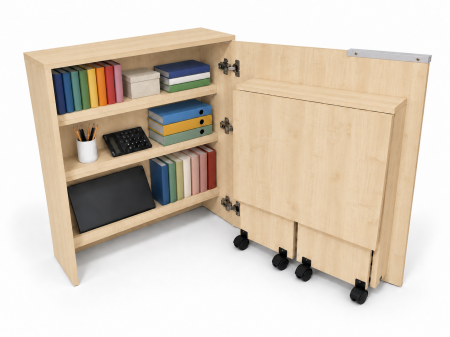 Birou Pliabil FLEX cu Rafturi, PAL, Arțar, 80x30x100 cm [1]