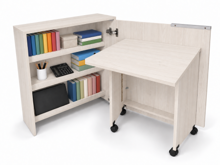 Mobila living si dining - Birou Pliabil FLEX cu Rafturi, PAL, Ibiza, 80x30x100 cm