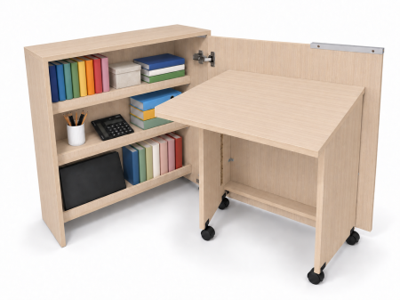 Mobila living si dining - Birou Pliabil FLEX cu Rafturi, PAL, Marburg, 80x30x100 cm