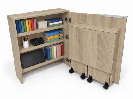 Birou Pliabil FLEX cu Rafturi, PAL, Stejar Sonoma, 80x30x100 cm [1]