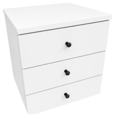 Modul Birou cu 3 Sertare și Role, PAL, Alb, 45x46x46 cm