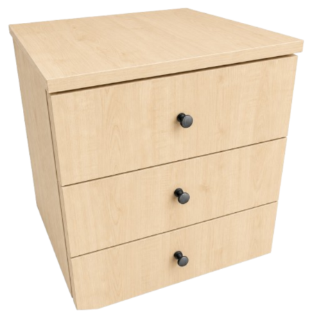Modul Birou cu 3 Sertare și Role, PAL, Artar, 45x46x46 cm