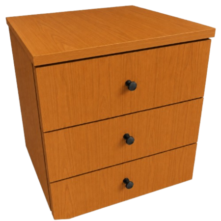 Modul Birou cu 3 Sertare și Role, PAL, Cires, 45x46x46 cm