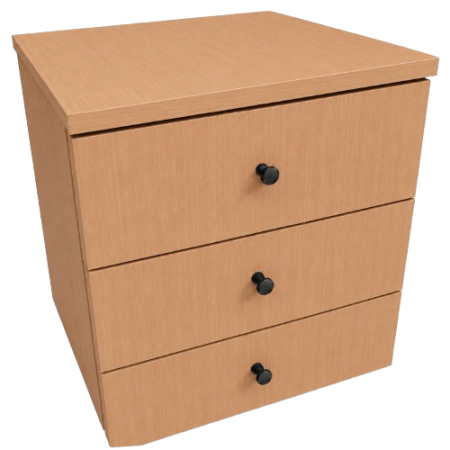 Modul Birou cu 3 Sertare și Role, PAL, Fag, 45x46x46 cm