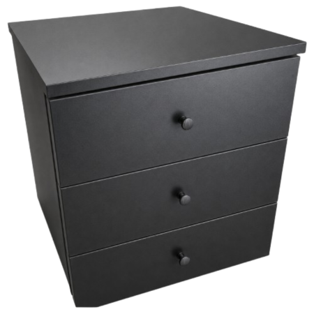 Modul Birou cu 3 Sertare și Role, PAL, Negru, 45x46x46 cm