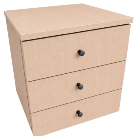 Modul Birou cu 3 Sertare și Role, PAL, Stejar Deschis, 45x46x46 cm