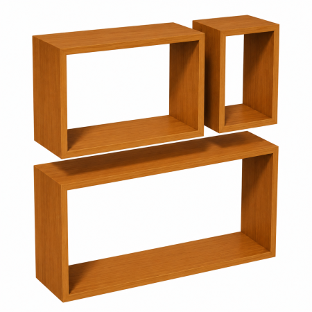 Set 3 Rafturi Perete, PAL, Cires, 94x34x20 / 50x30x20 / 30x30x20 cm