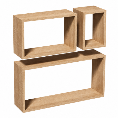 Set 3 Rafturi Perete, PAL, Stejar Sonoma, 94x34x20 / 50x30x20 / 30x30x20 cm
