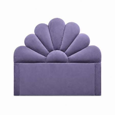 Mobila dormitor - Tăblie de Pat Tapițată Floare, Violet, 124x133x7 cm