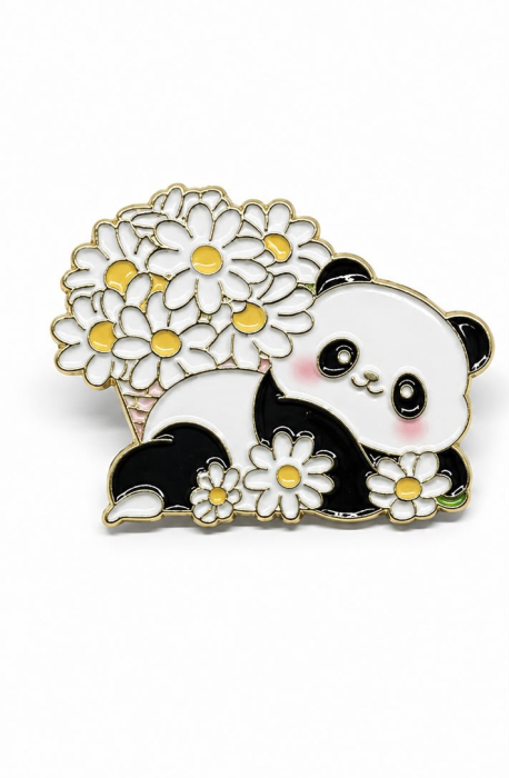 Pin metalic „Panda cu Coș de Margarete” [2]